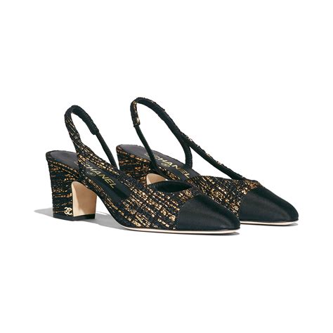 chanel slingback black tweed|chanel slingbacks shoes.